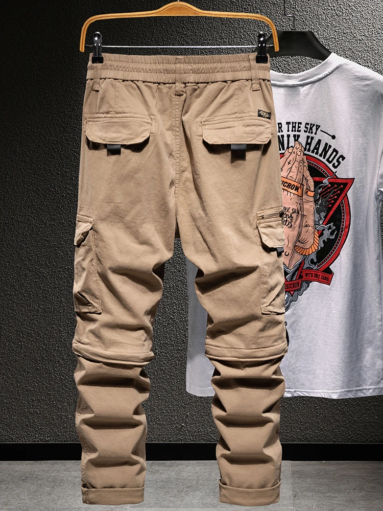 กางเกงทำงานผู้ชายทรงตรงแบบใหม่ปี 2025 สำหรับกิจกรรมกลางแจ้ง ผ้าฝ้ายแท้ สไตล์ลำลอง กางเกงพาราทรูปเปอร์แบบถอดได้ สำหรับฤดูใบไม้ร่วง