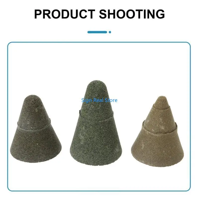 3pcs Cone Diamond Riohing Thread Polishing Head Landing Wheel 41xb
