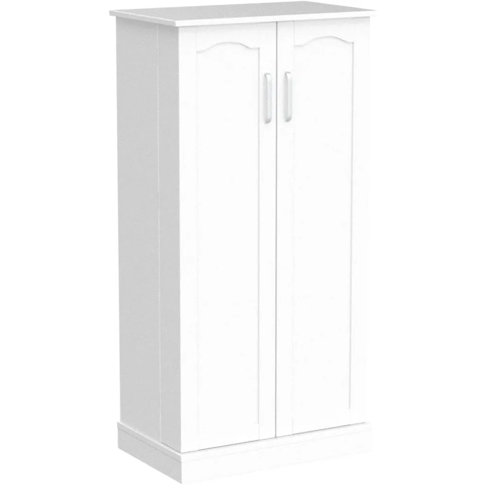 50" LED Kitchen Pantry Storage Cabinets, Standing Food Cabinets with 2 Doors, Racks and Shelves Adjustable