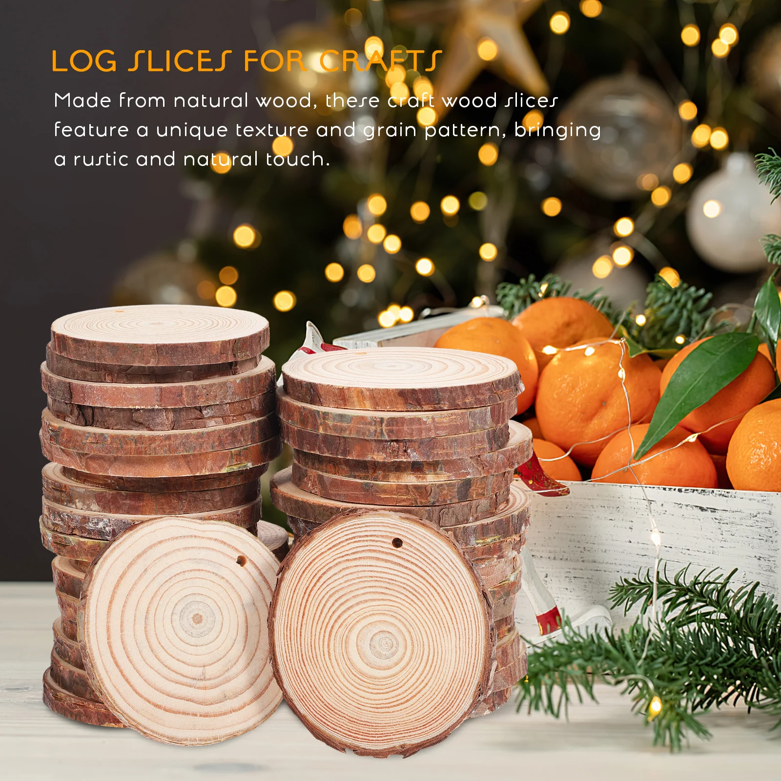 

50pcs Round Wood Chips 7 8CM Unfinished Slices Craft Supplies DIY naments Log Centerpieces Tables Rounds Wood Discs