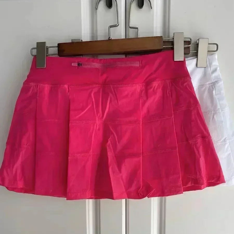 

Lemon Women Sport Yoga Tennis Short Skirt Anti-slip Fake Two Pieces With Lining Pace Rival High Waist Yoga Fitness Pleated Skirt