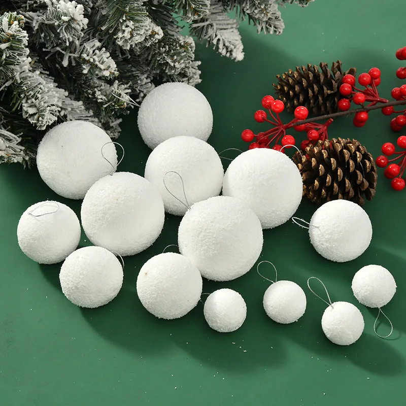 

6Pcs 4/6/8CM White Christmas Balls Deaoration Hanging Xmas Tree Ornaments Pendants for Home 2026 New Year Navidad Party Decor
