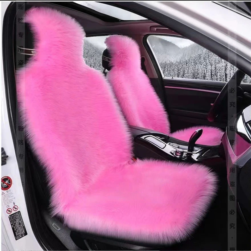 1pcs Extra Large Long Wool Faux Sheepskin Car Seat Covers Thickened Warm Plush Auto Artificial Fur Seat Cushion Fuzzy Unviersal