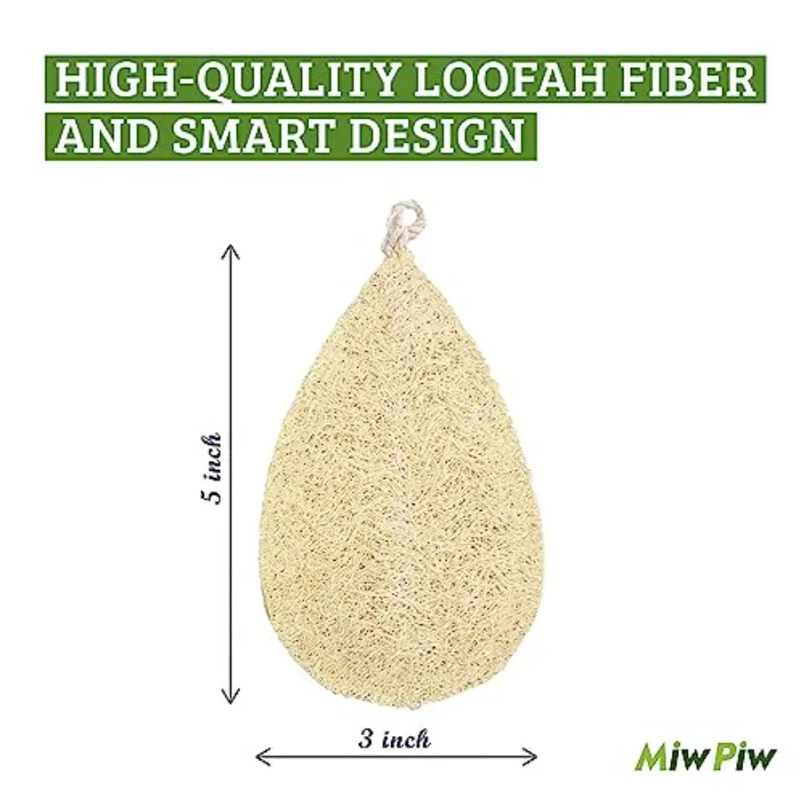 Natural Loofah Dish Sponge Pack 3 Vegetable Scrubber for Kitchen - Biodegradable Compostable Dishwashing Scouring Pad Zero Wast