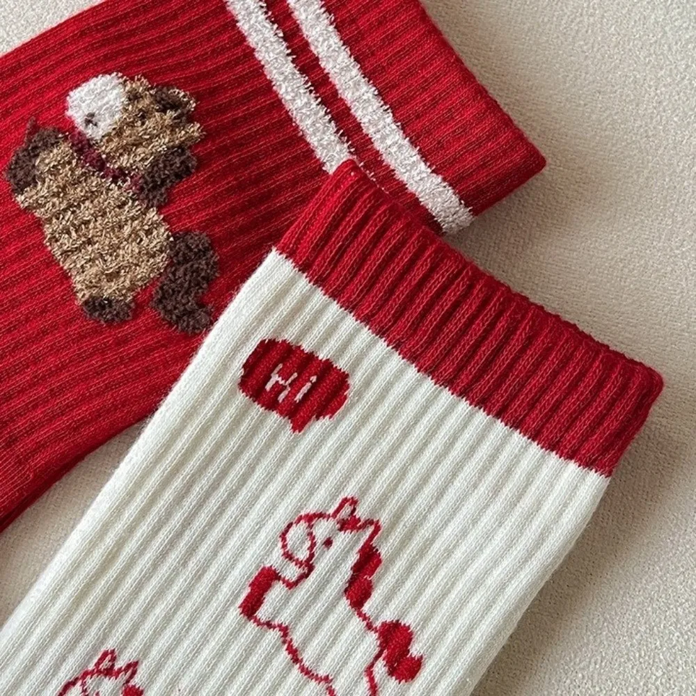 جوارب للسيدات، جوارب قطنية بنمط حصان، جوارب مرنة وناعمة، جوارب مريحة قابلة للتنفس، جوارب حمراء كرتونية للحفلات #2