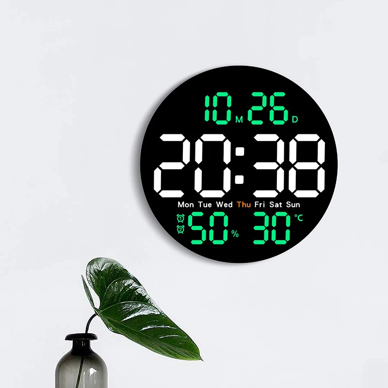 10inch LED Large Digital Wall Clock with Remote Control Temperature Humidity Date Week Display Countdown Timing Clock Home Decor