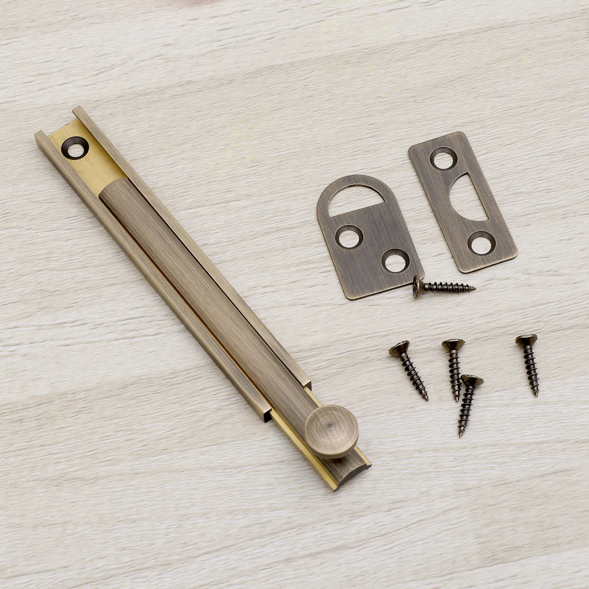 

Copper Matte Insert Bolt Latch Anti-Theft Lock Suitable for Door Cabinet Wood Furniture Repair Invisible Flush Mount
