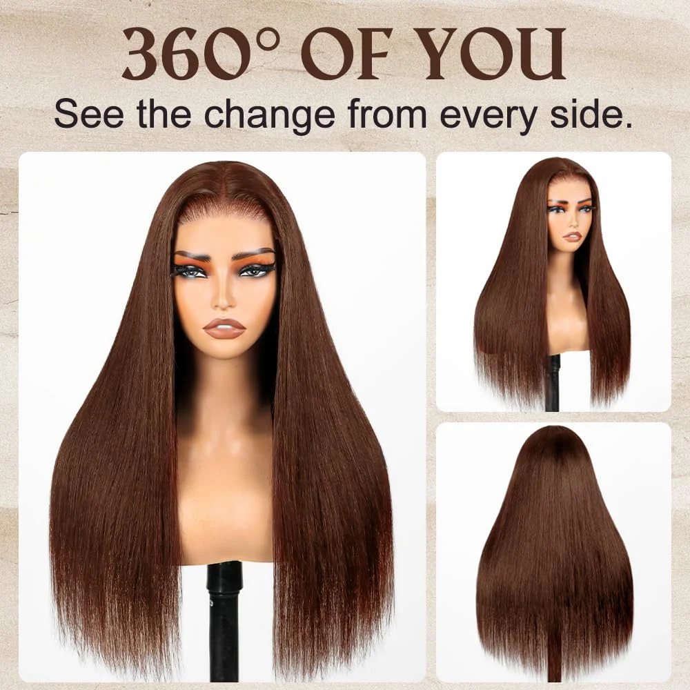 HD Transparent 5X5 Straight Lace Front Wig Wear to Go Glueless Wig Brown PrePlucked Lace Frontal Wig Human Hair Wigs For Women