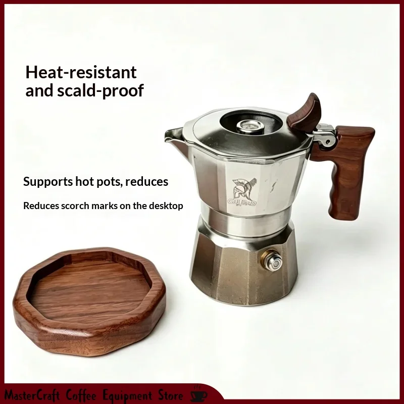 In Stock Colbro Moka Pot Trivet North American Black Walnut Wood Heat Resistant Anti Scald Coffee Pot Mat For Kitchen Coffee Bar