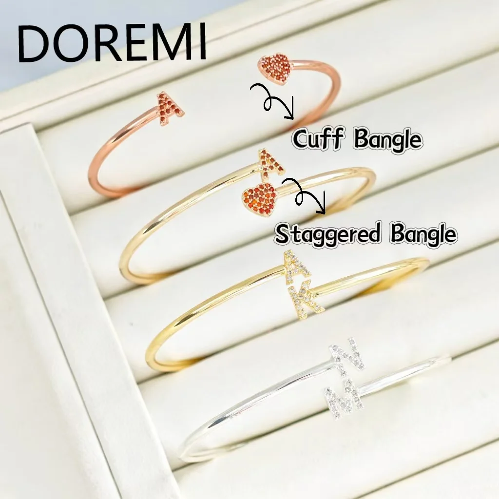 DOREMI Custom Letters Initial Letter Bangles Kids Girl Jewelry Gift Christmas Personalize Jewelry Bangle 6mm Size Letters Bangle
