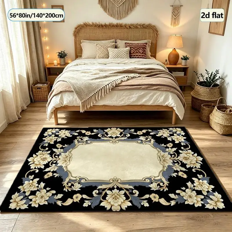 1 piece ornate floral traditional carpet, soft comfortable, all seasons, easy to care for, home decor, room decor, winter, autumn, ideal for living room, bedroom, entryway