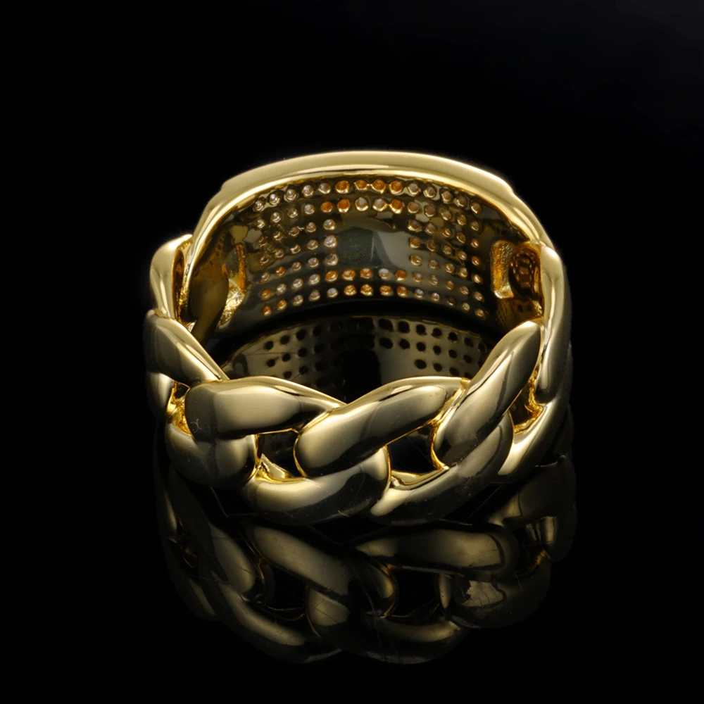 แหวนโมนาโกขนาดใหญ่ ESKEEM ประดับเพชร CZ สไตล์ฮิปฮอปคลาสสิก เรียบหรู สำหรับผู้ชาย