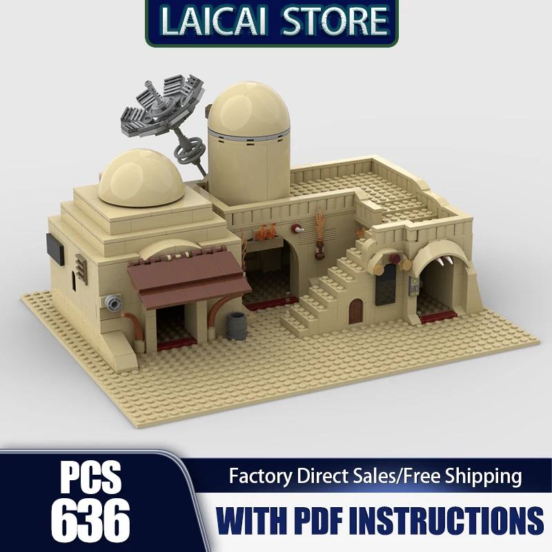 

Star Movie Model Moc Building Blocks Tatooine Double Building Slums Model Technology Bricks Model DIY Assembly Holiday Toy