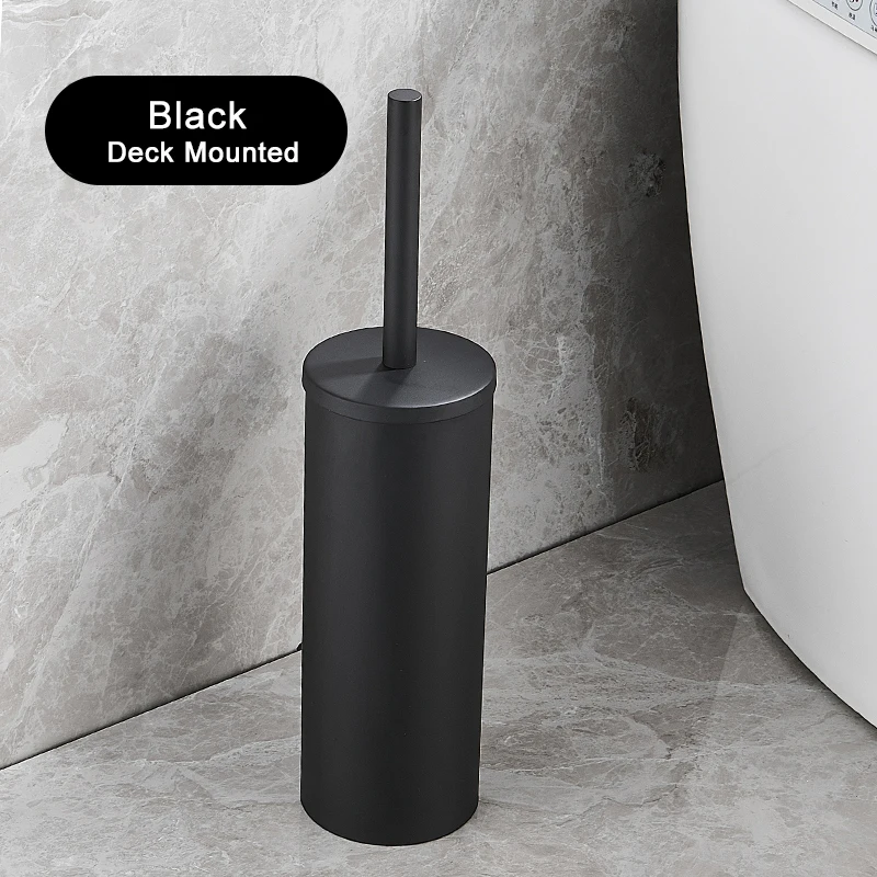 Rvs Badkamer Toiletborstelhouder Accessoires Zwarte Toiletborstel Wandmontage WC Cleaner Brush FR07