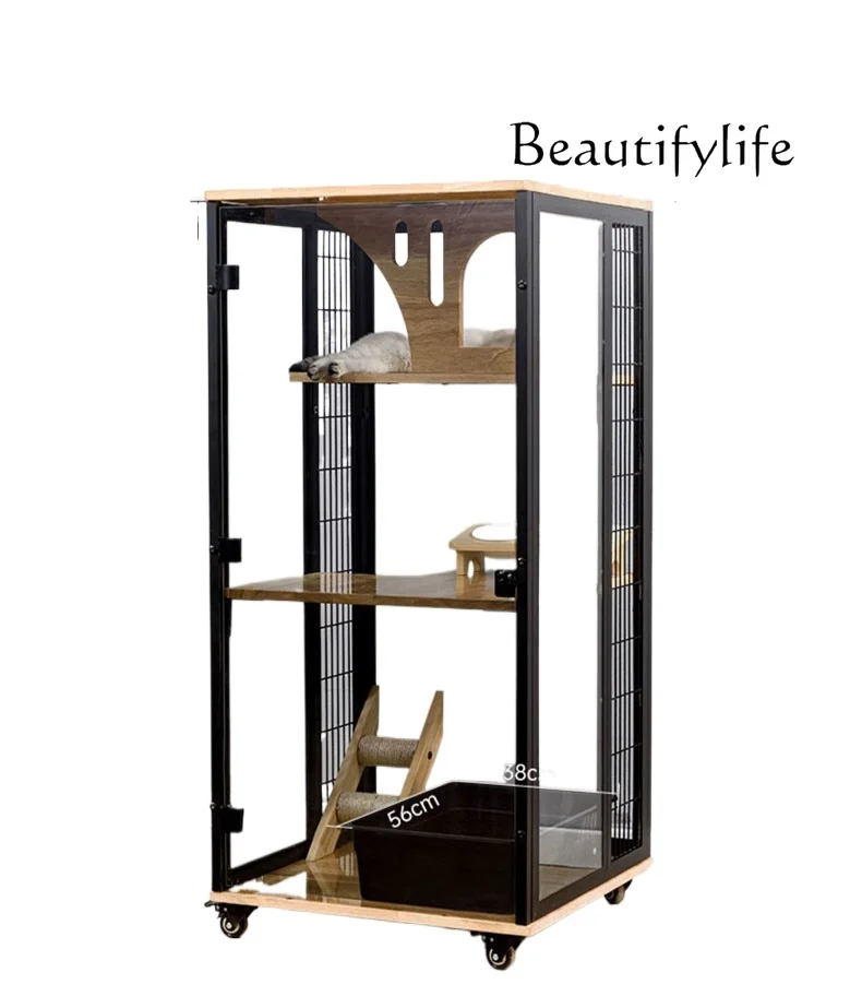 Stainless steel cat cage villa oversized space household cat cabinet panoramic luxury glass room