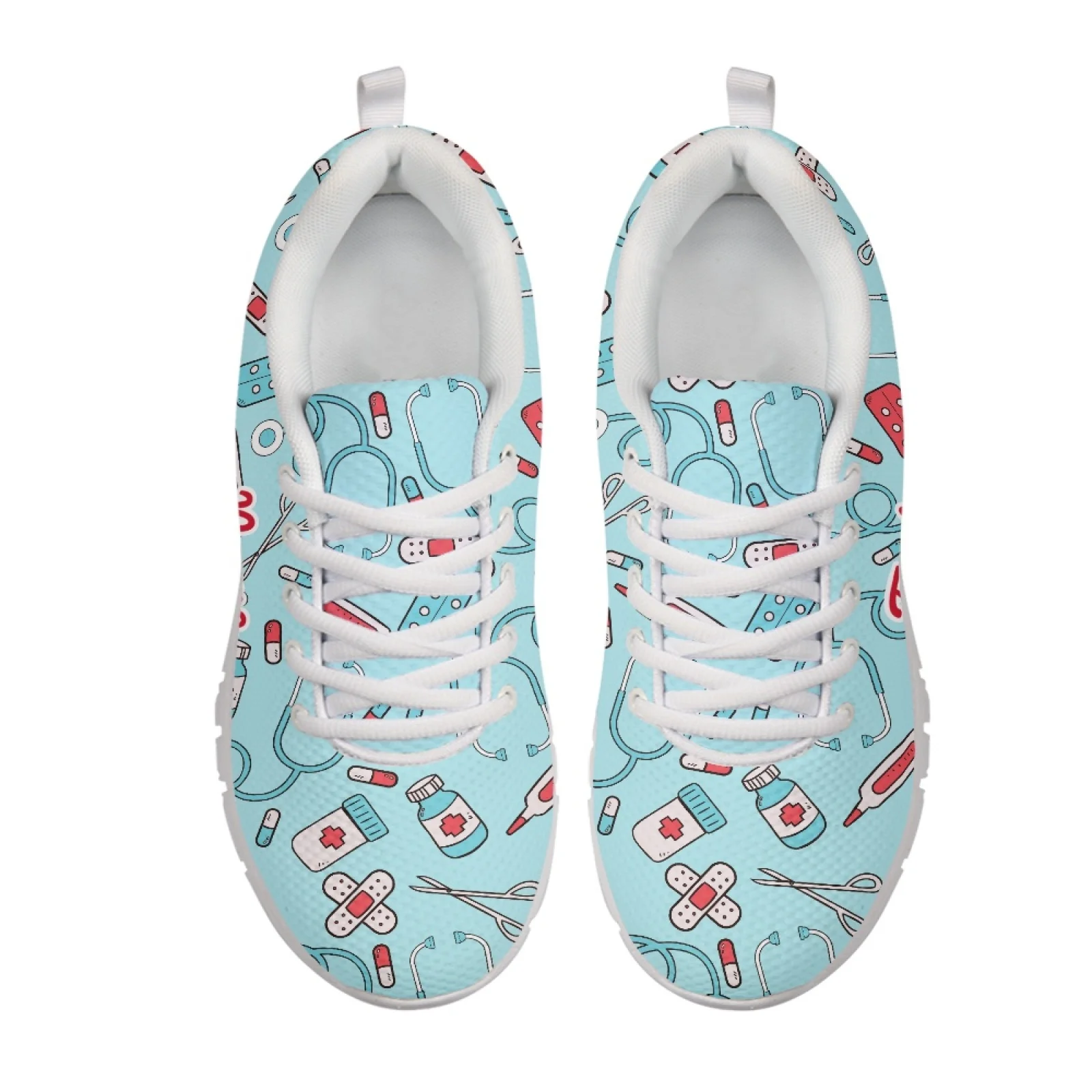 Coloranimal Medical Pattern Lace up Running Shoes for Men and Women, Mesh and EVA Sole Jogging Athletic Trainers New Trend