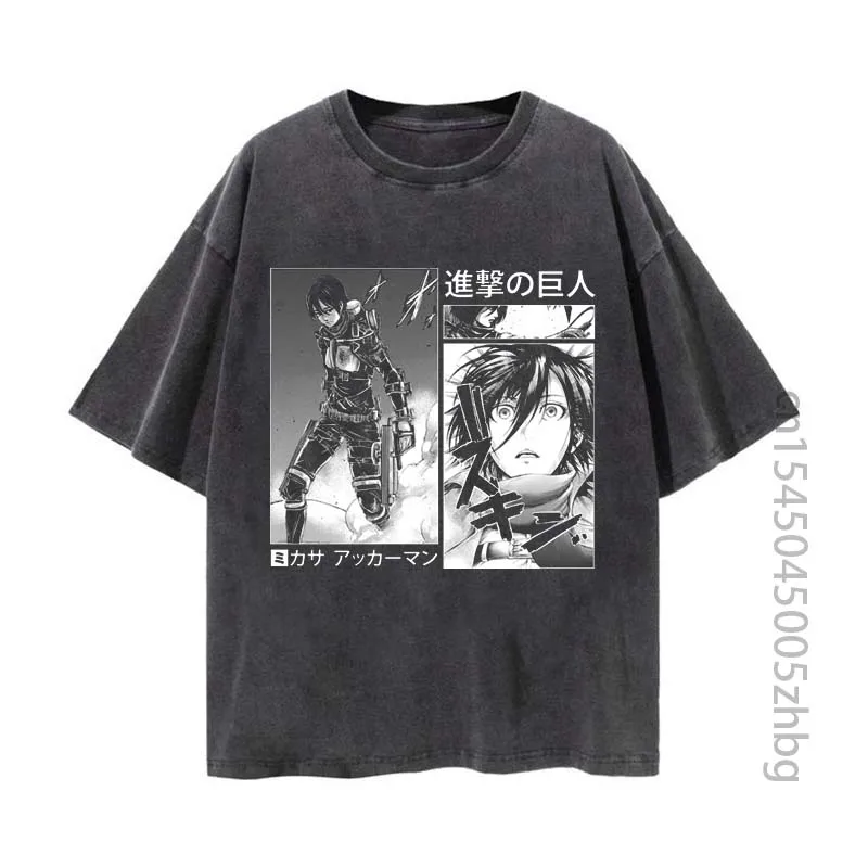 

Attack On Titan, Mikasa Ackerman Anime Woman Shirt Streetwear Harajuku Vintage Distressed Tshirt Manga Graphic T Shirt Men Tops