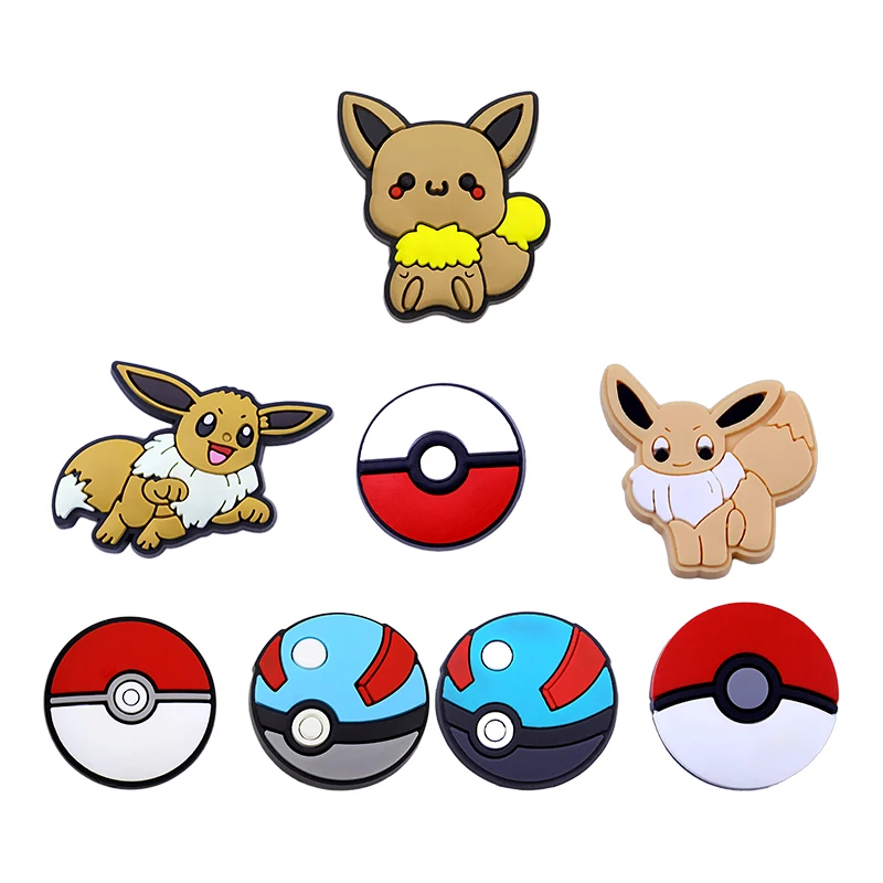 5-200PCS MINISO Pokemon รองเท้า Charms DIY PVC รองเท้ากระเป๋าอุปกรณ์เสริมสําหรับ Pok é mon ผู้ที่ชื่นชอบจี้ตกแต่งเด็กของขวัญ