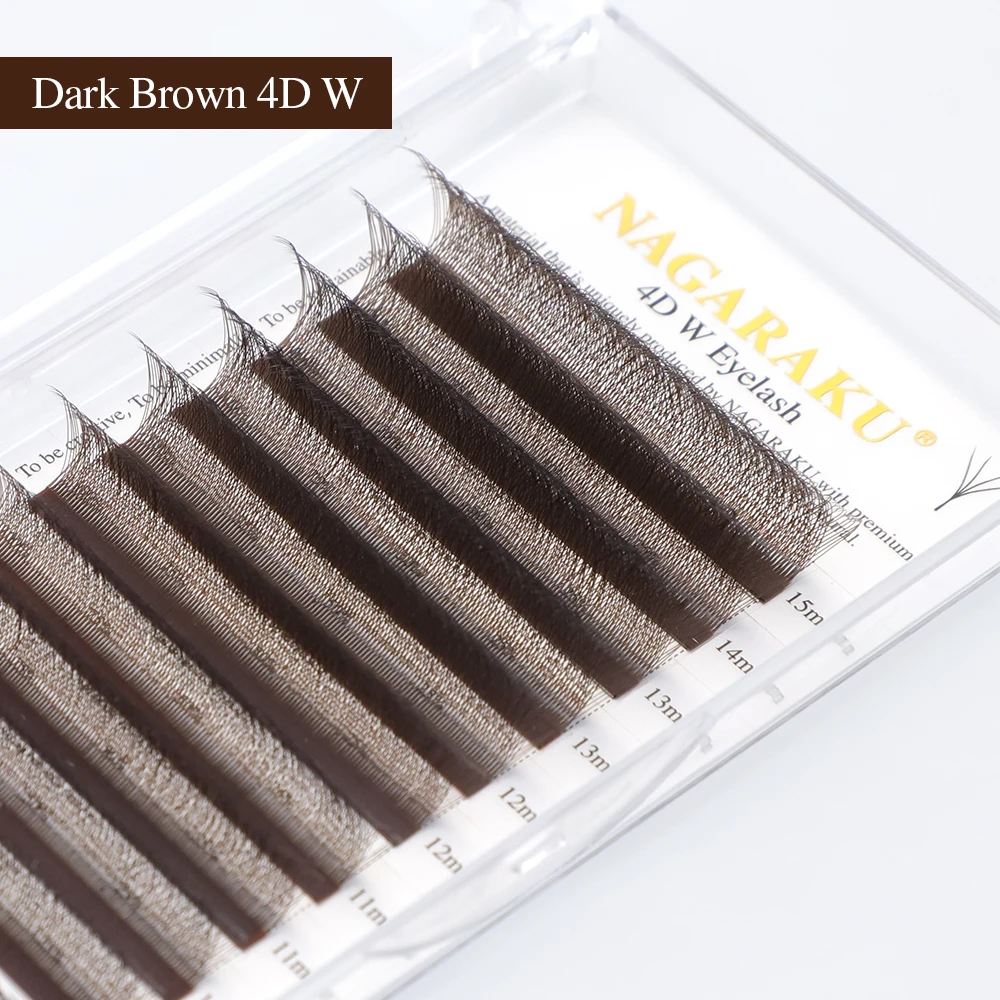 NAGARAKU Braun Dunkelbraun 3D/4D/5D W-Form Handgewebte Vorgefertigte Fächer-Wimpernverlängerungen Volle Wimpern Natürlich Weich Leicht Matt Dicht – Detail 22