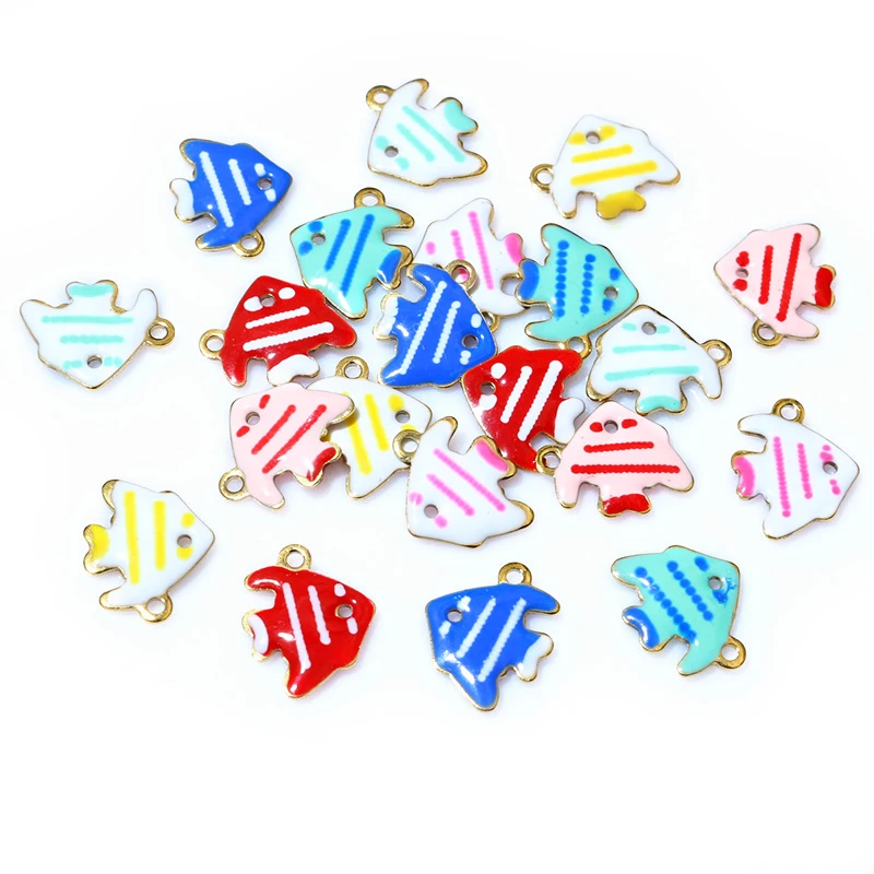 20pcs 11x9mm Stainless Steel Fish Enamel Charms Pendant Stainless Steel DIY Jewelry Making Accessories Findings