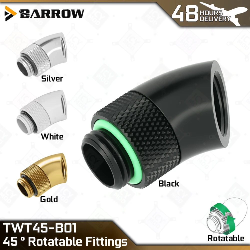 

Barrow 45 Degree Rotatable Fittings G1/4 "Male Female Angled Connector 45° PC MOD Gaming Water Cooling Building Part TWT45-B01