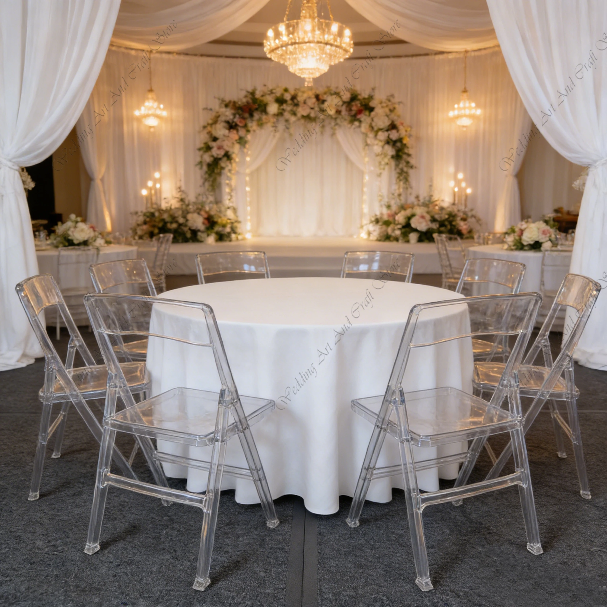 56pcs f30 Clear PC Acrylic Resin Event Wedding Fan Back Outdoor Folding Chairs Wedding Lawn Waterproof Wedding Chair ivy783