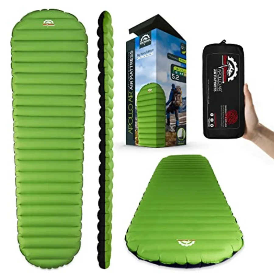 

ApolloAir 5.2 R-Value [17oz] Ultralight Insulated Inflatable Camping Sleeping Pad — Backpacking Sleeping Pad — Camping Mattress