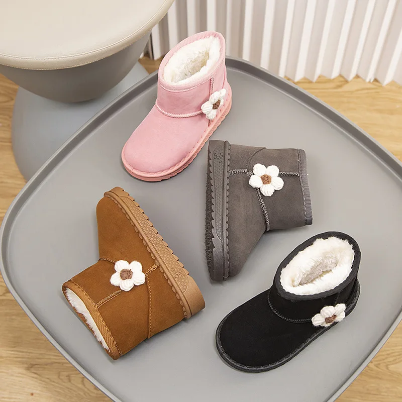 

Детские зимние свежие зимние сапоги для мальчиков, бархатная утепленная теплая хлопковая обувь для девочек, повседневные модные универсальные детские ботинки на мягкой подошве