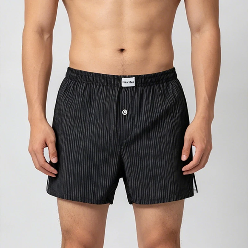 Cotton Blend Men Arrow Pants Underwear Man Striped Sleepwear Panties Loose Breathable Workout Boxer Shorts Homewear Underpants