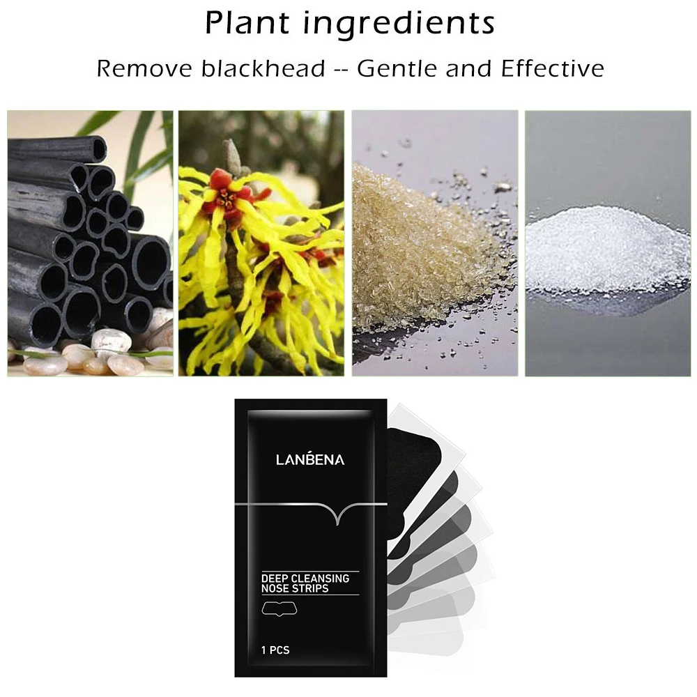 LANBENA 1 pz Strisce per il naso per la pulizia profonda Strisce per la rimozione dei punti neri Purificano la pelle Maschera per la rimozione del naso