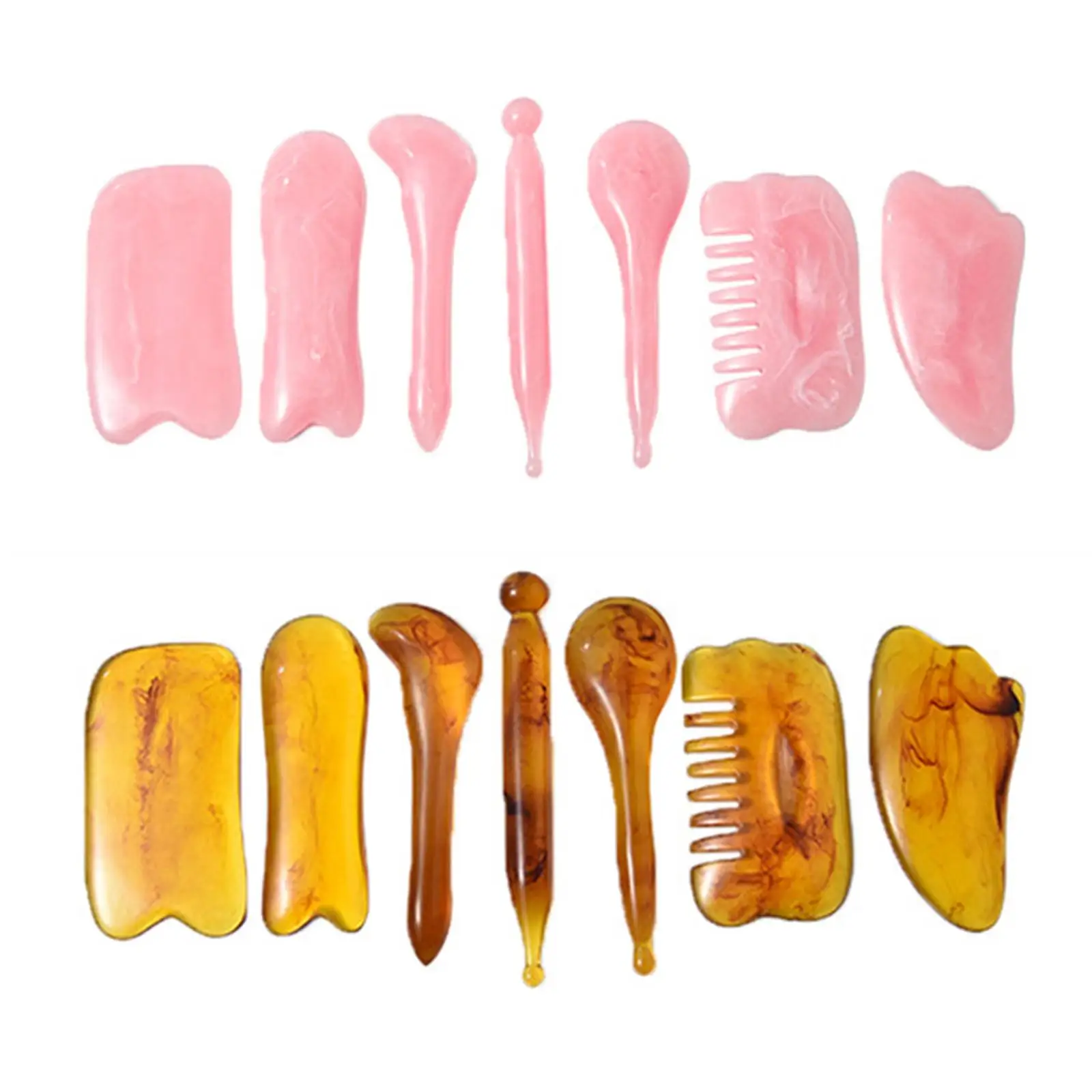 Ferramentas de raspagem Gua Sha Conjunto de resina natural para levantamento da pele Raspador de pedras de barra de tração