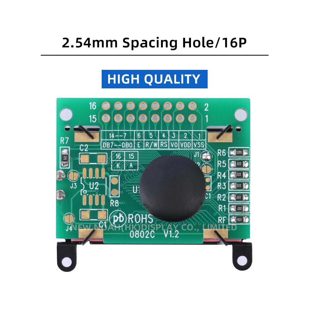 European Green Light Black Letters 0802C Character LCD Module 0208 LCD 16 PIN Ultra Small Size Module LCD Liquid Crystal Module