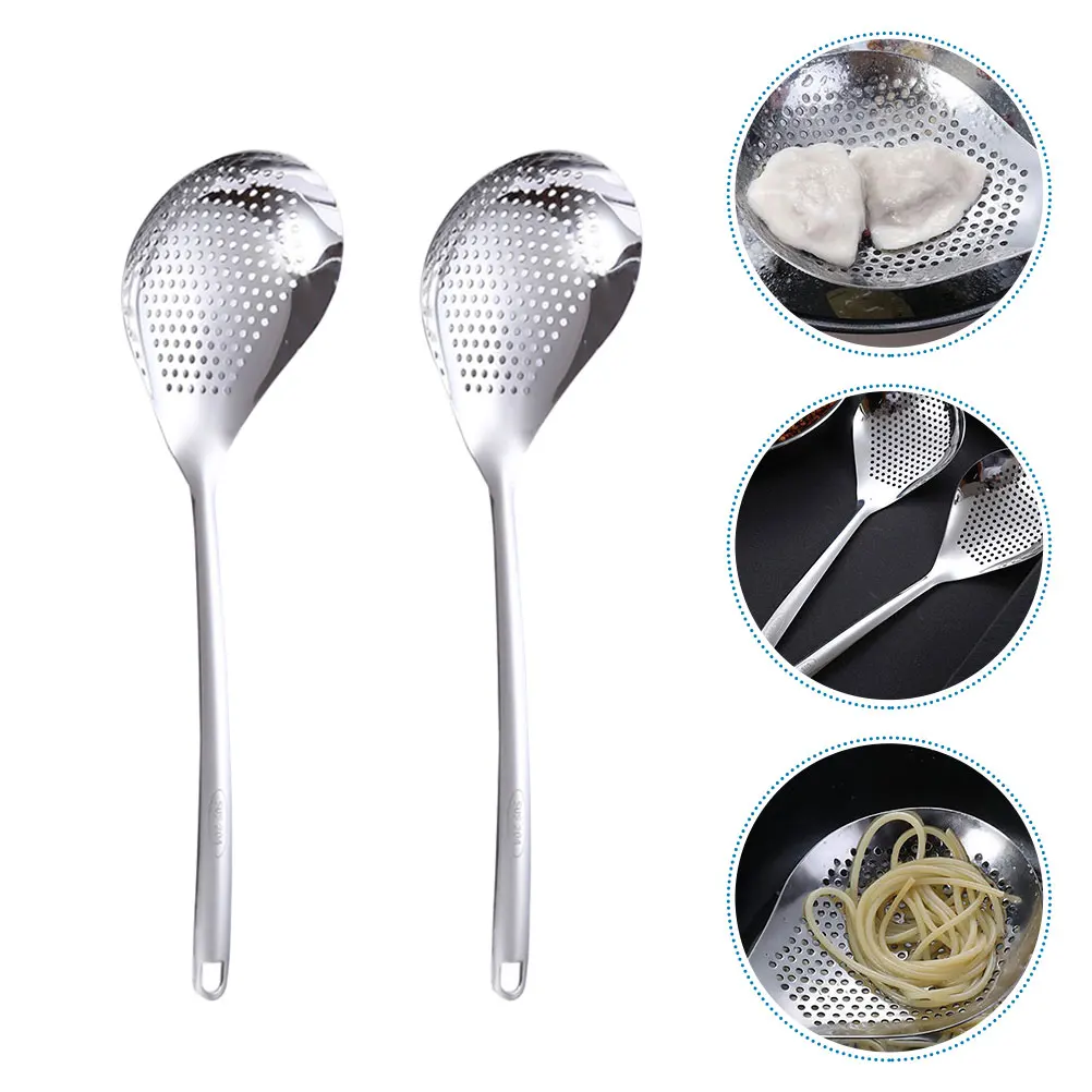 

Stainless Steel Filter Spoon Flat Bottom Oil Strainer Spoon Lightweight Colander Spoons For Home Kitchen Restaurant Use