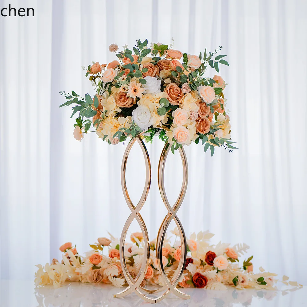YFY Electroplated Gold Flower Stand European Style Wedding Main Table Floral Decoration Ornament Road Guide Packaging Small Size
