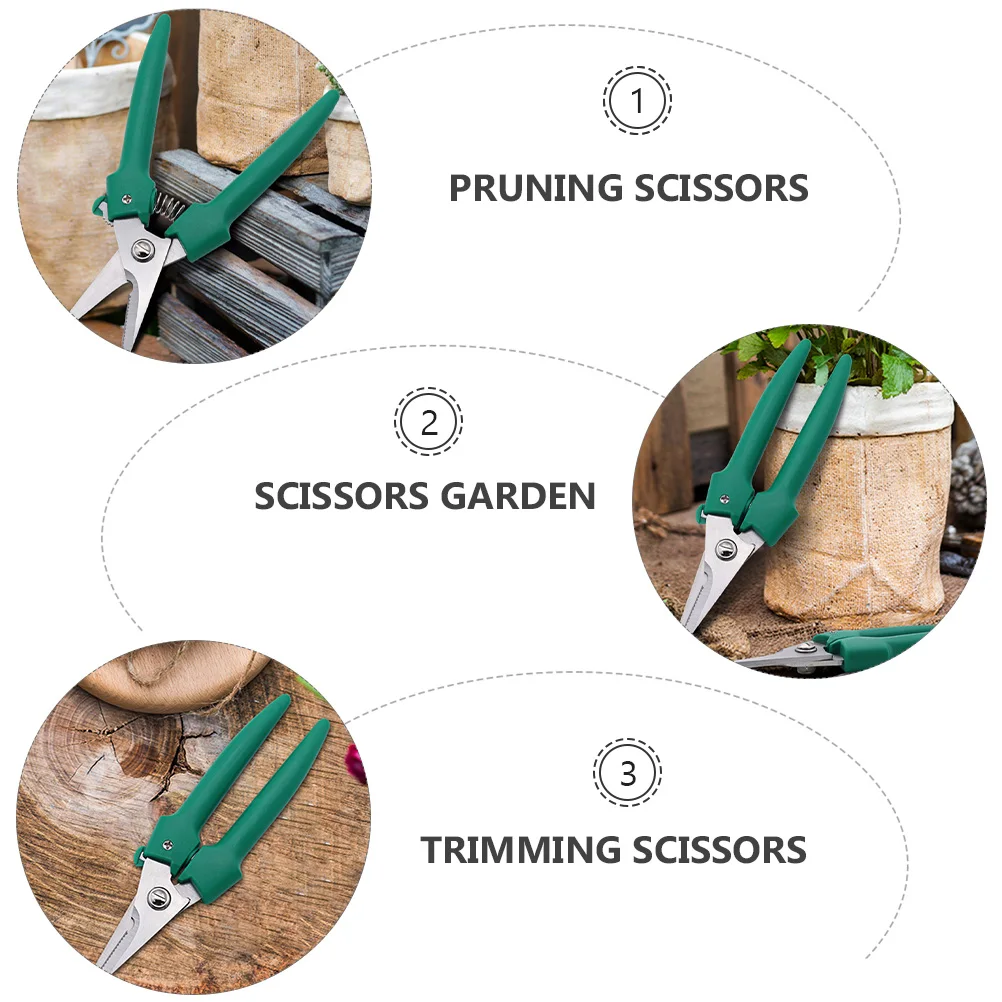 

2PCS Pruning Shears Stainless Steel Heavy Duty Non Handles Ergonomic Design Professional Garden Tool Tree Pruner Spring