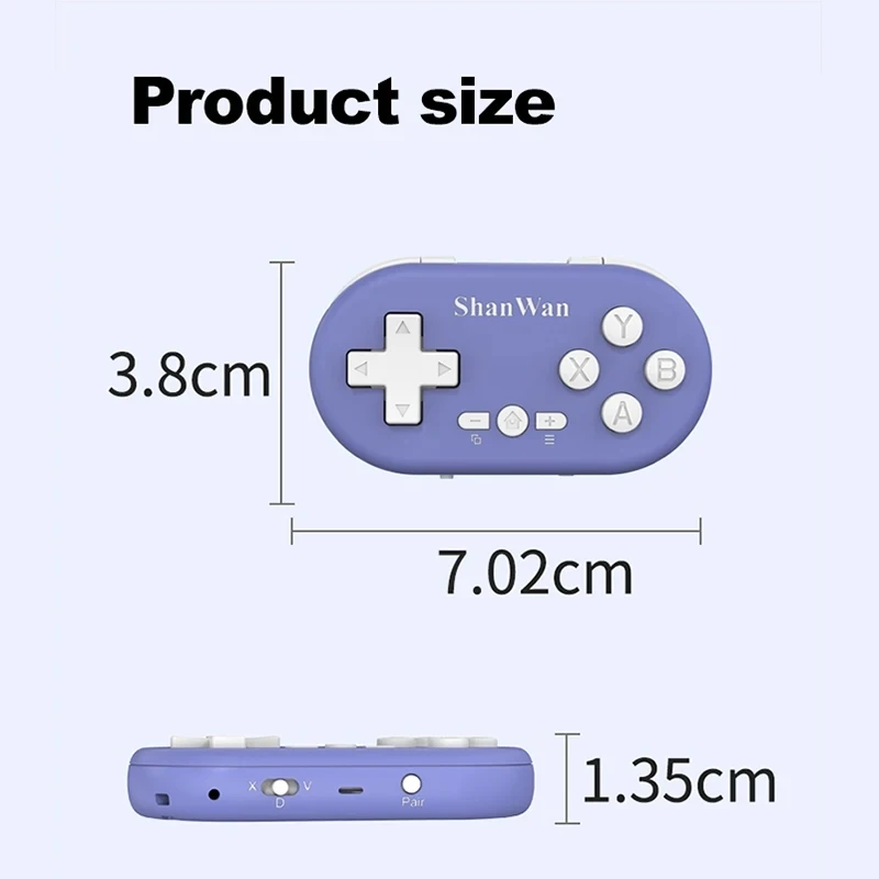 Shanwan-Mini controlador sem fio Bluetooth, Gamepad de bolso, apto para Switch, Android, iOS, Windows