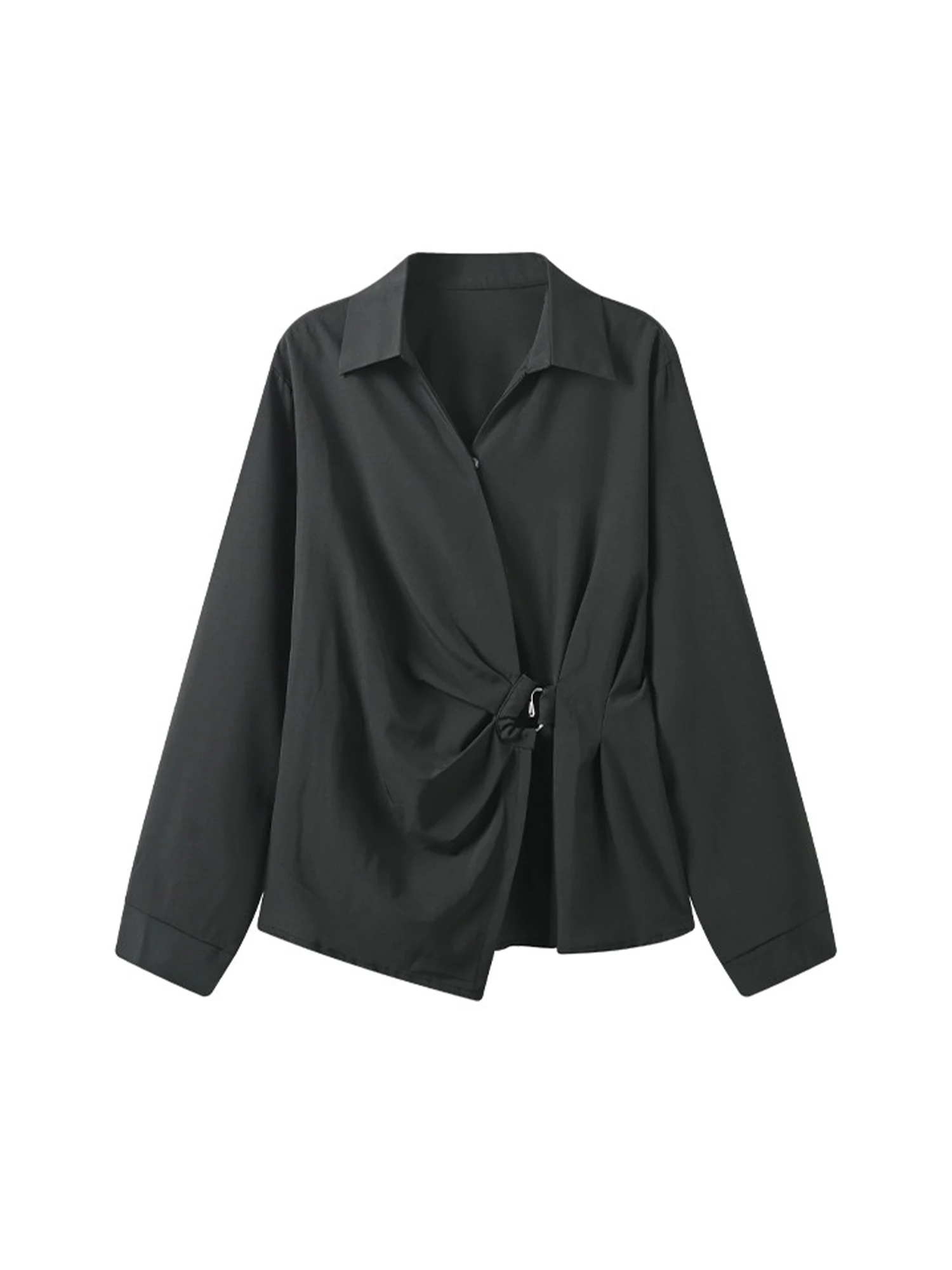 

Женские черные готические рубашки с воротником поло, блузки Y2k, эстетическая винтажная элегантная рубашка оверсайз с длинными рукавами 2000-х годов, модная одежда 2026