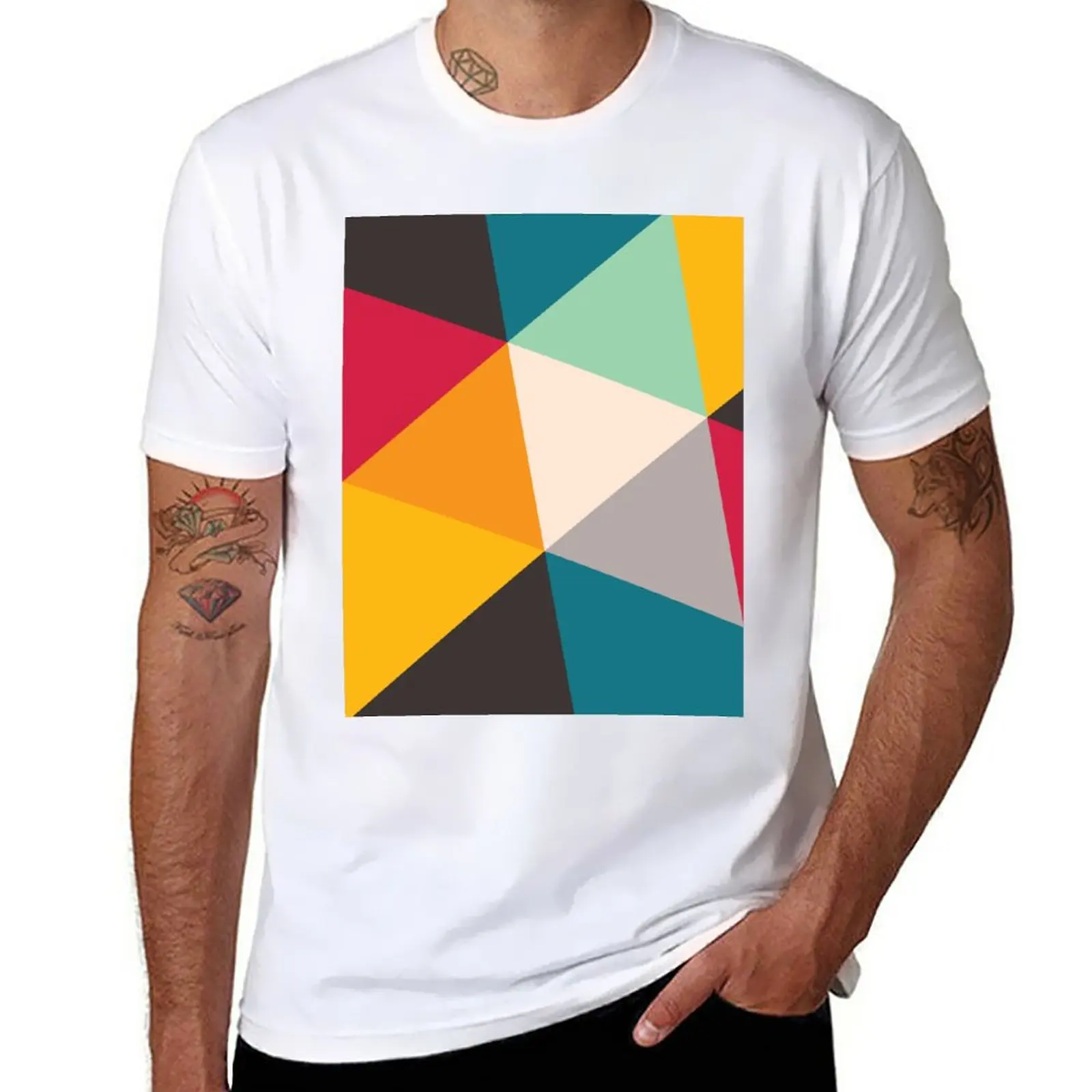 New Colourful Geometric Triangles (2012) T-Shirt sports fan t-shirts graphics t shirt Short t-shirt cat shirts Men's clothing