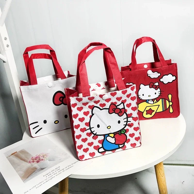 

Sanrio Hello Kitty Y2K Handbags Canvas Kawaii Lunch Bag Water Cup Bags Cute Small Storagebag Cartoon Portable Bentobag Gift