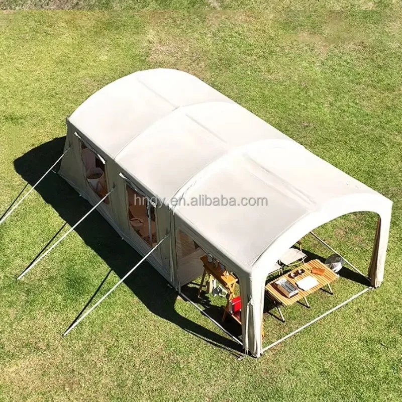 Factory Custom Intergrated Winter Tunnel Inflatable Cabin Three Rooms Tent With 8-12 Person