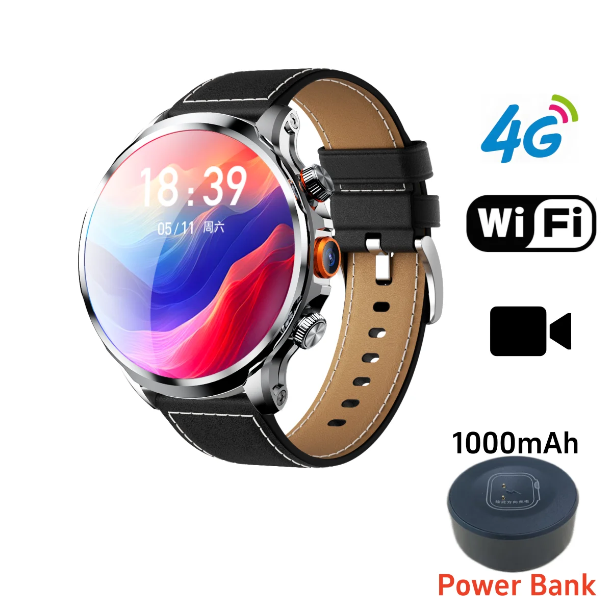 

Смарт-часы H18 с большим экраном 1,85 дюйма, HD дисплей, стандартная sim-карта, Wi-Fi, видеозвонок, боковая камера, фитнес-трекер, шагомер для мужчин 2024