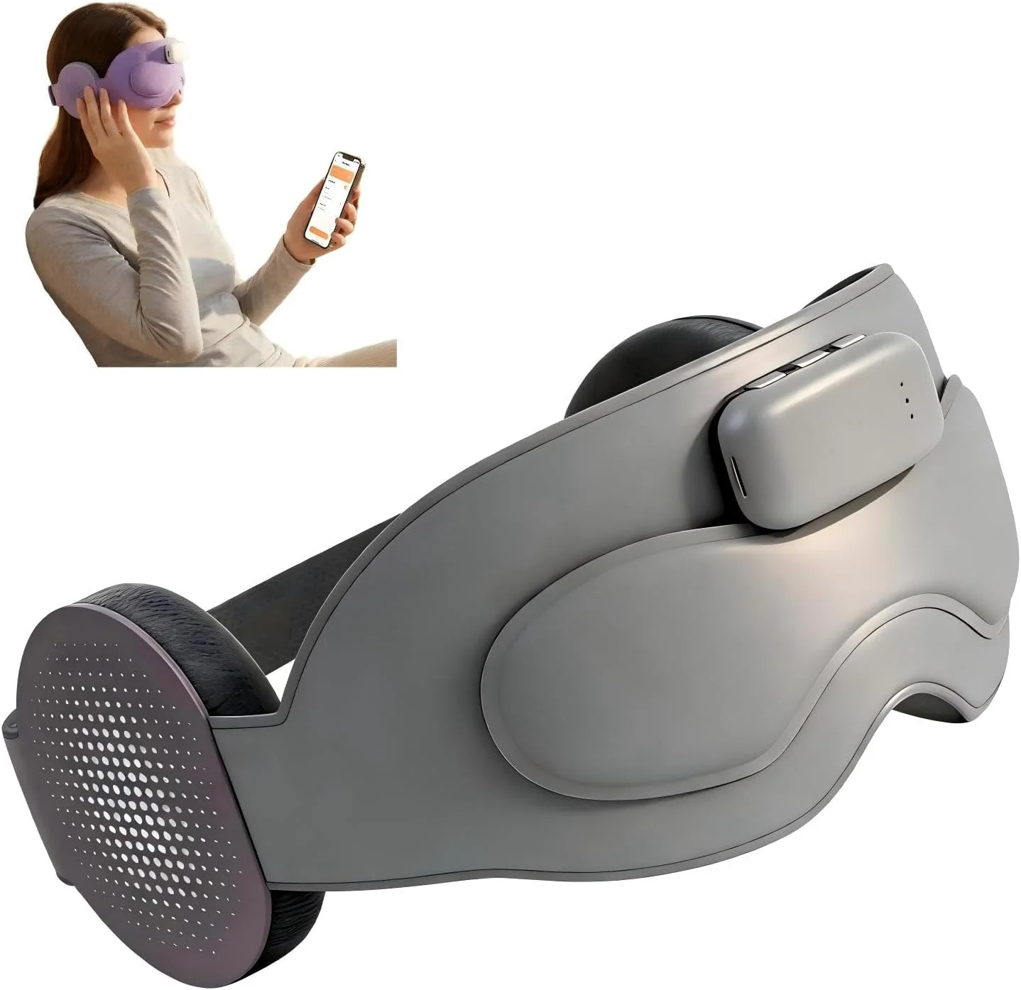 Smart Sleep Mask with Headphones & Sleep Tracking – CKGO-A5, APP Control, White Noise, 3D Breathable for Travel, Home, Office