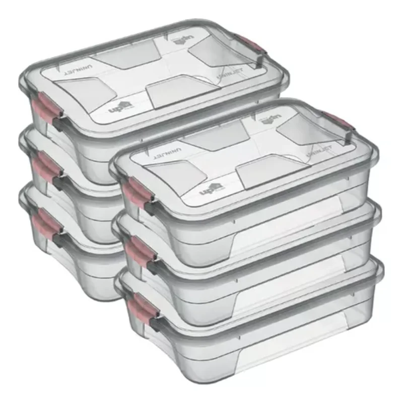 

C/ 6 Organizing Boxes Cover And Latches Transparent 6l Boxes, Boxes and Baskets Decorative Boxes