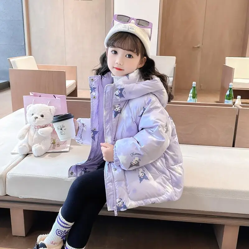 

Sanrio Kuromi Down Jacket Girl Winter Thicken Coat Tops Keep Warm Cold Proof Kawaii Anime Cartoon Fashion New Casual Clothing