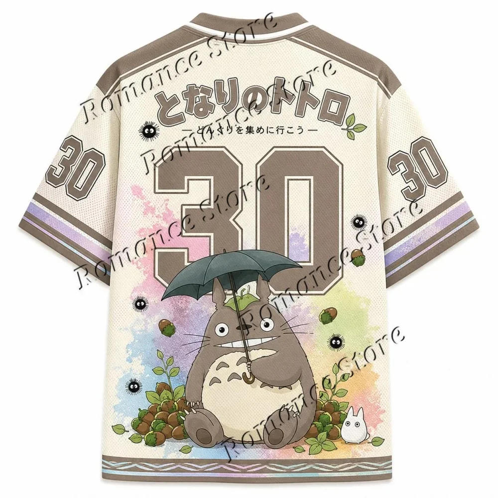 Totoro Catbus 21 Baseball Jersey Men Women t-shirt Harajuku Anime V Neck Short Sleeve Streetwear Cartoon Print Sport Tee Tops view 6