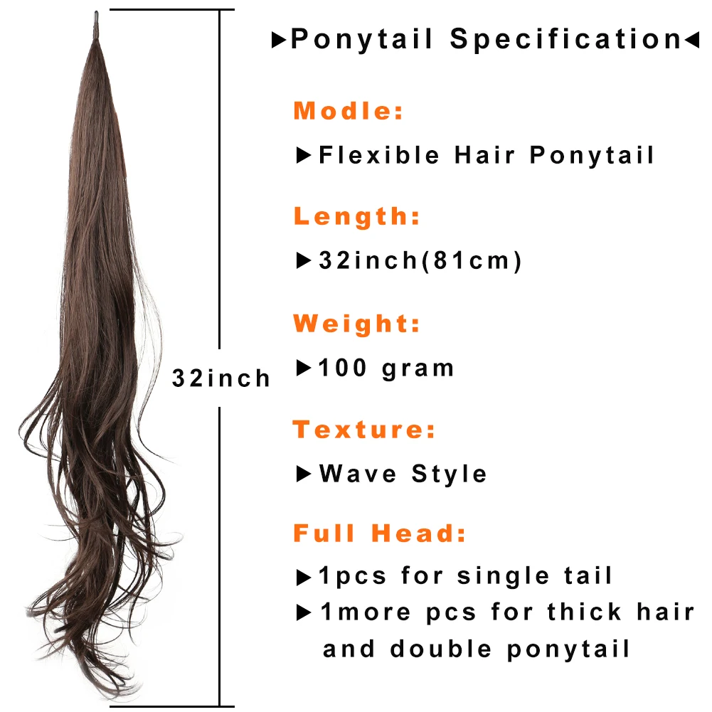 Long Layered Ponytail Synthetic Hair Extension Brown Blonde Flexible Wrap Hair Ponytails Hairpieces For Women