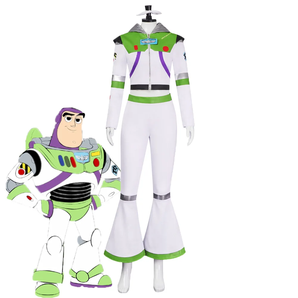 Disfraz de Cosplay de Anime Buzz Lightyear para mujer, Sudadera con capucha blanca, Top, pantalones, traje, fiesta de Carnaval de Halloween, ropa para niños y niñas