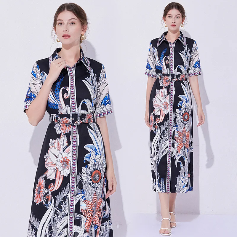 เสื้อคลุมไหมพรมโพลีเอสเตอร์พิมพ์ลายรัดเอวทรงสลิมแฟชั่นปี 2025 สไตล์ Dr. เหมาะสำหรับฤดูร้อน