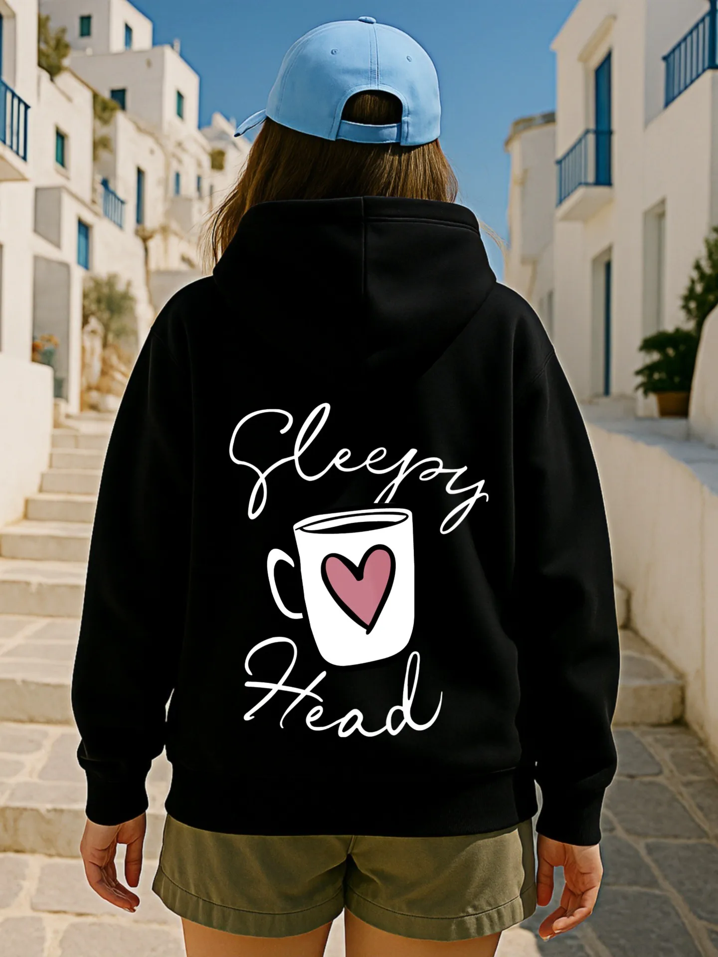 Sudadera con capucha gráfica para mujer, estampado lindo, estética informal, tela suave, uso diario informal, para hombres jóvenes