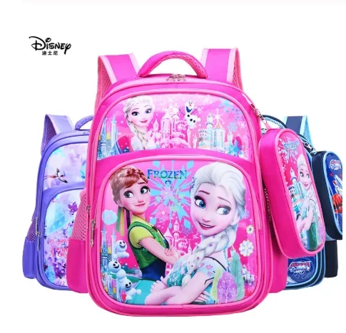 Disney duża pojemność dla dzieci mrożone kreskówki plecak szkolny backpack Elsa & Anna księżniczka tornister dla dziewcząt